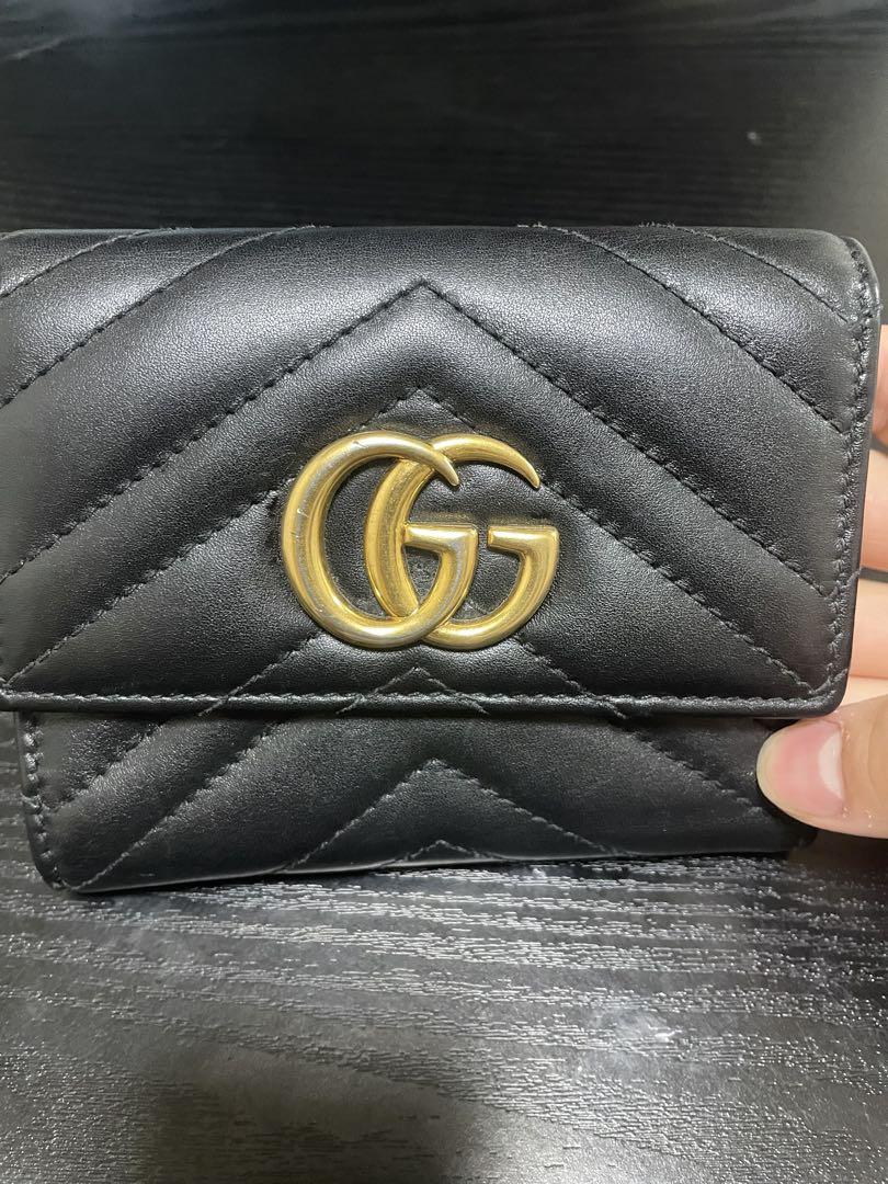 GUCCI ブラック レザー 三つ折り財布