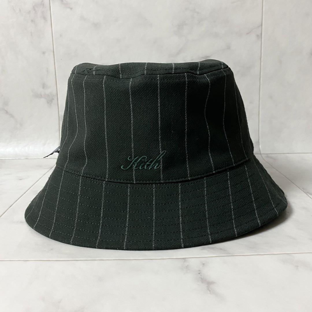 【美品】KITH リバーシブル バケットハット ロゴ刺繍