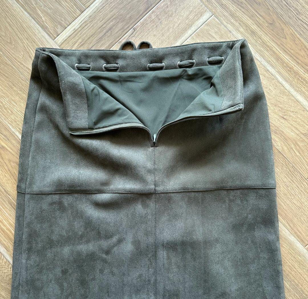 ok.soon suede midi skirt khaki サイズ2