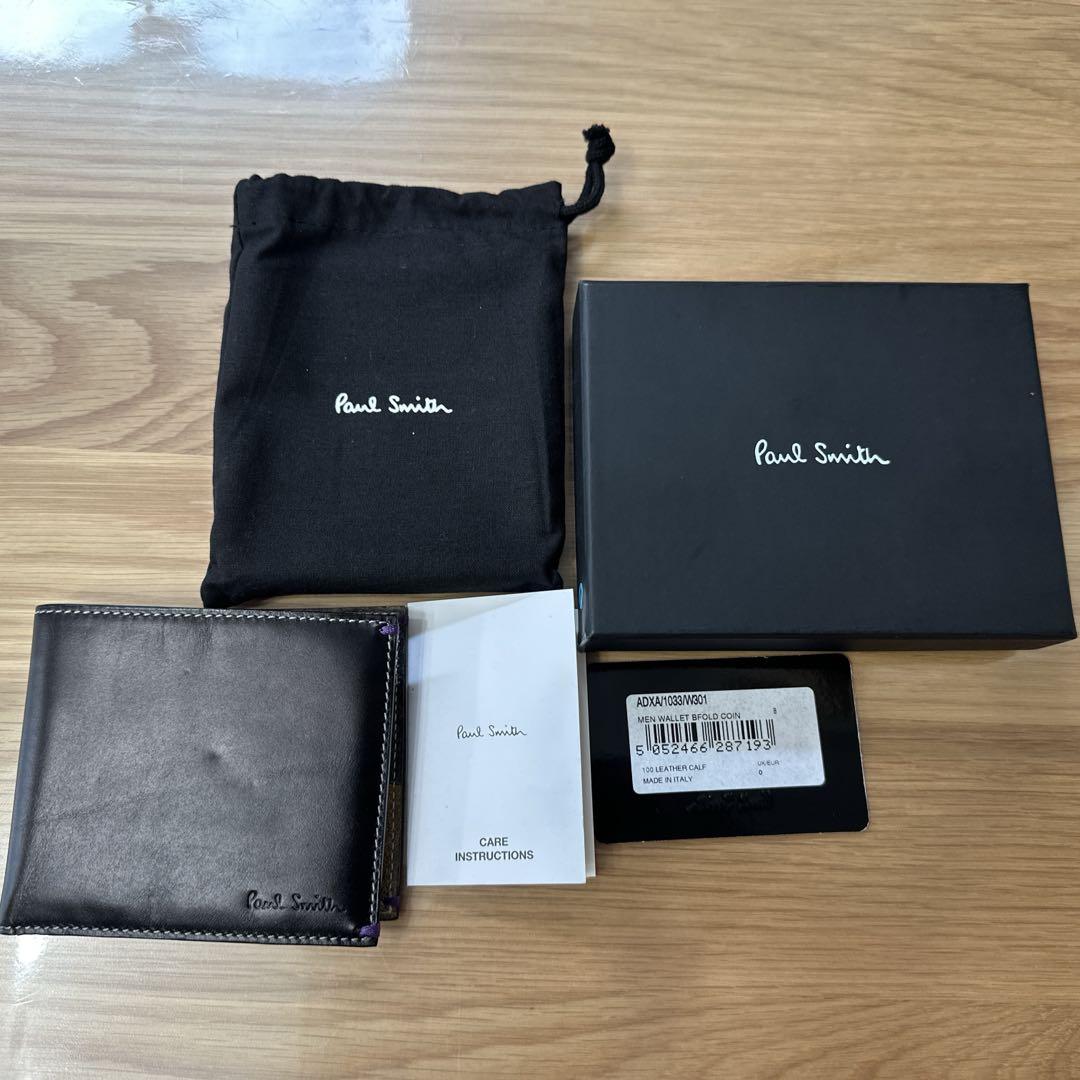 ポールスミス　メンズ　ブラック　二つ折り財布