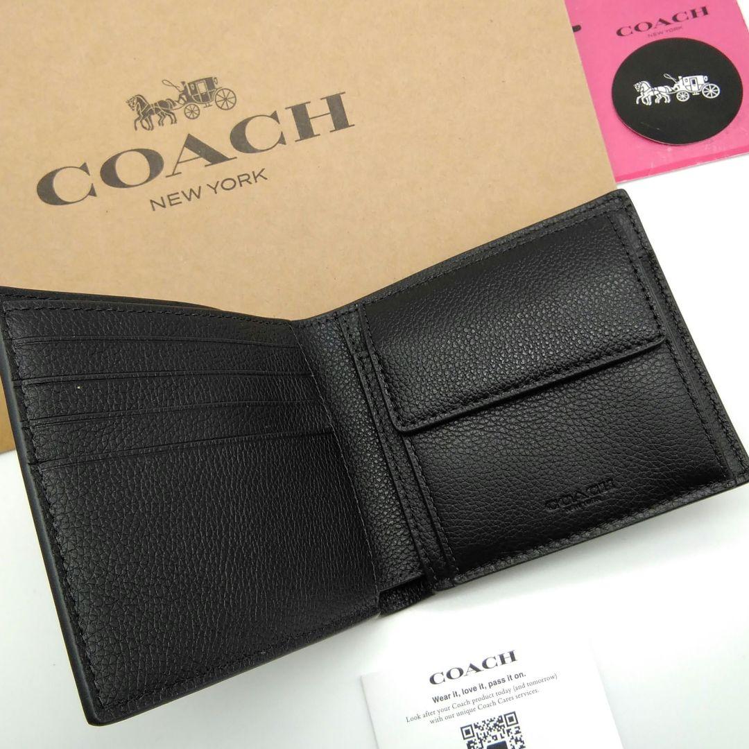 新品　COACH　折り財布　メンズ　人気の小銭入れ付き