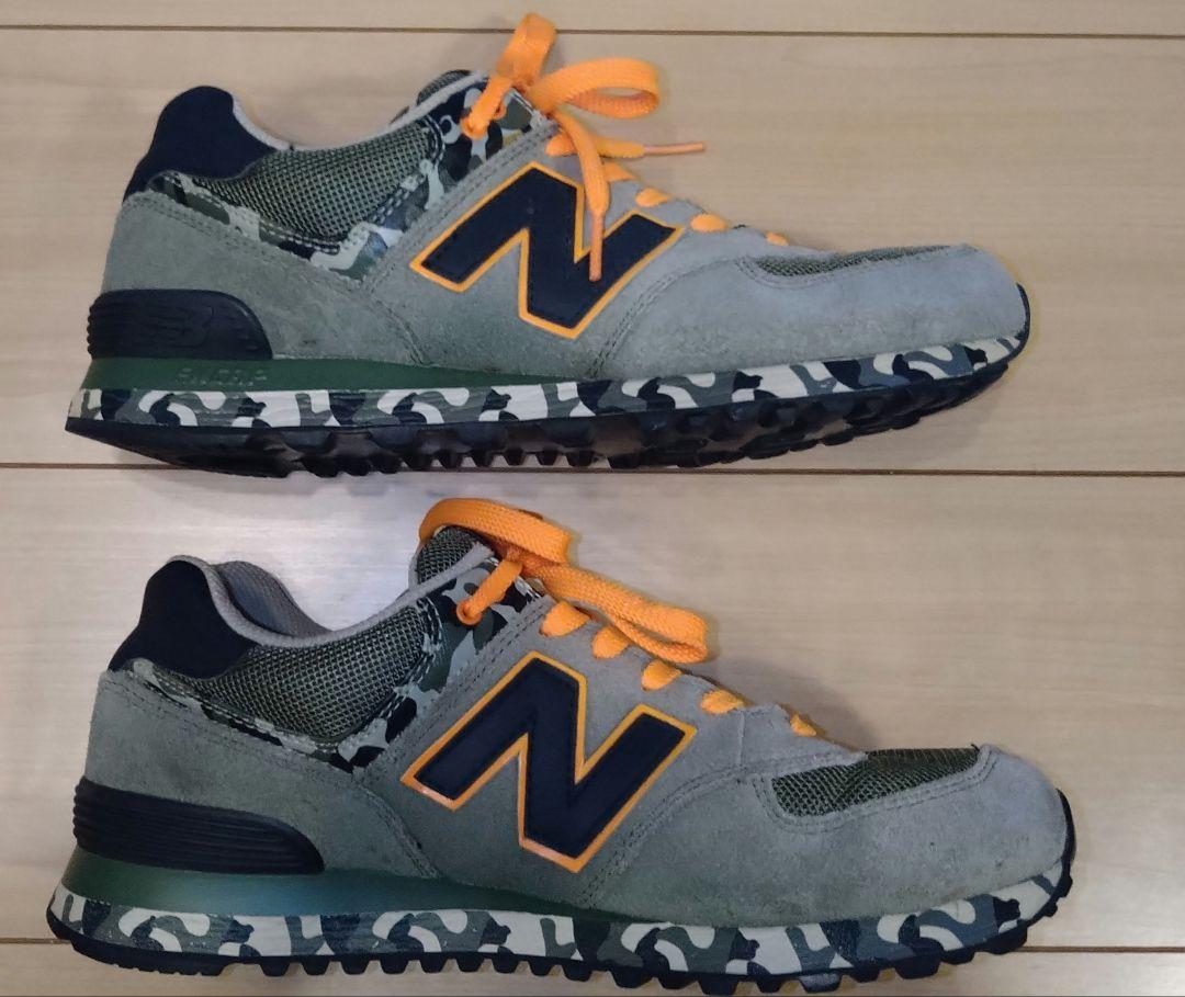 New Balance 574 グレー/グリーン/オレンジ/カモフラ26,5cm