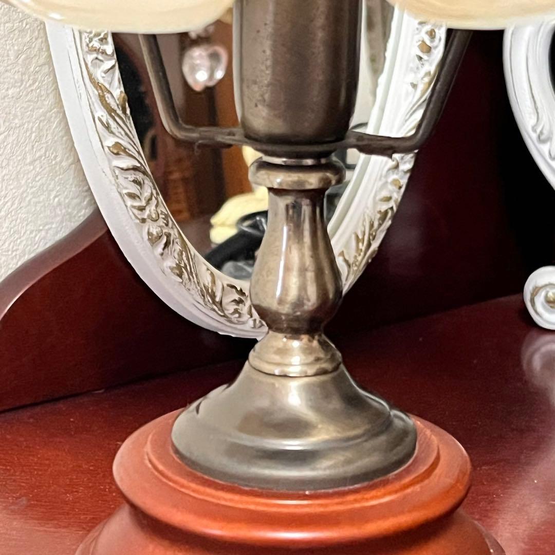 希少！キシマ製 花柄 ミルクガラス フリルシェードランプ スタンドライト レトロ