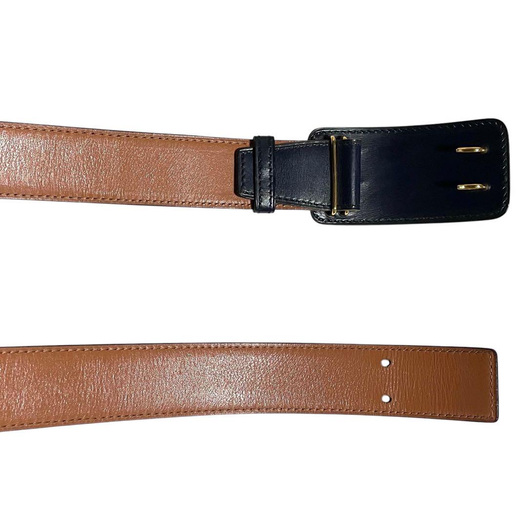 【ヴィンテージ】 エルメス HERMES ベルト　ネイビー