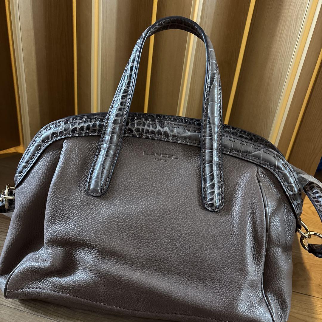 LANCEL ブラウンレザー 2way ハンドバッグ