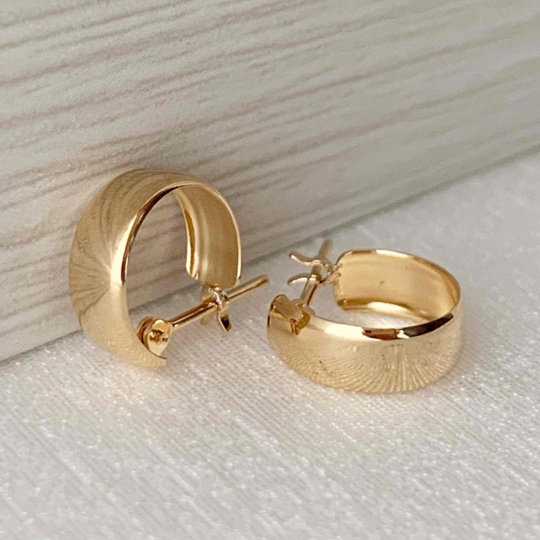 地金＊18金【2×13mm 甲丸フープピアス】Yゴールド K18刻印入 新品！ 地金＊18金【2×13mm 定番フープピアス】Yゴールド K18刻印入