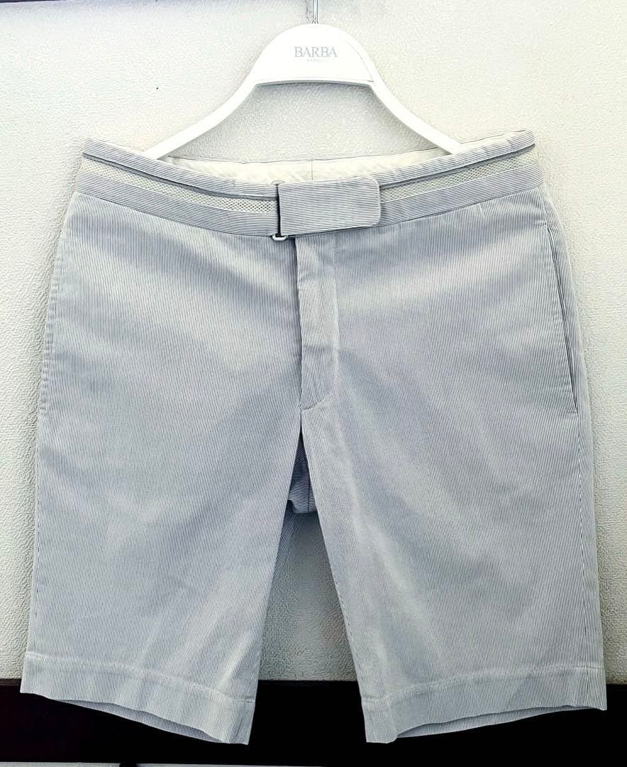 HERMESエルメス　ライトグレー ストライプ ショートパンツ