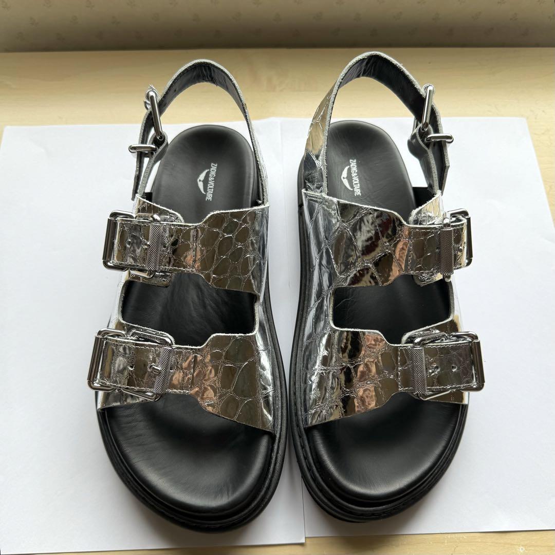 ★新品★ZADIG&VOLTAIRE レザー サンダル クロコ サイズ39 画像2