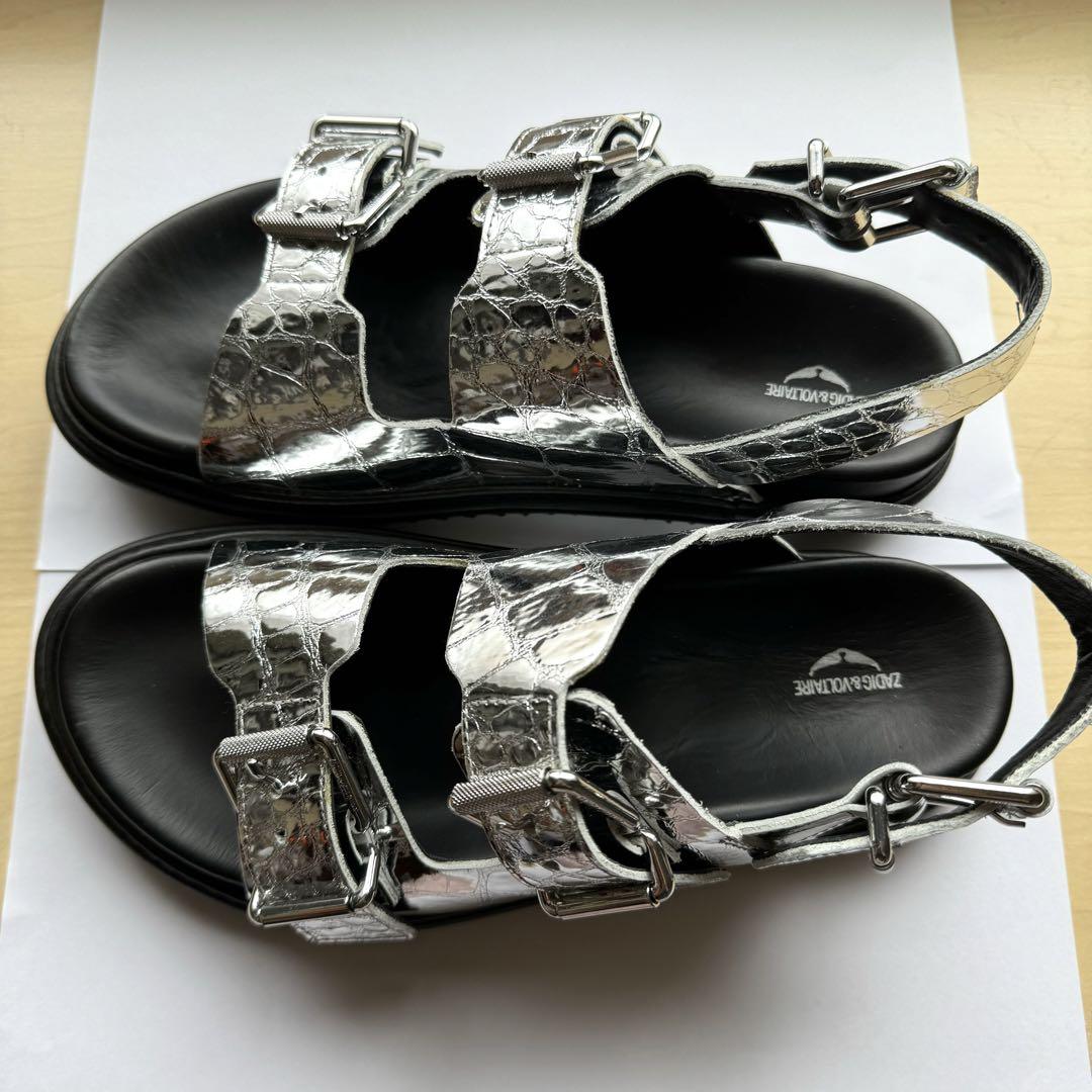 ★新品★ZADIG&VOLTAIRE レザー サンダル クロコ サイズ39 画像3