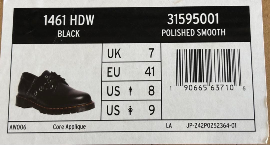 Dr. Martens BLACK UK7 27cm相当 1461 HDW