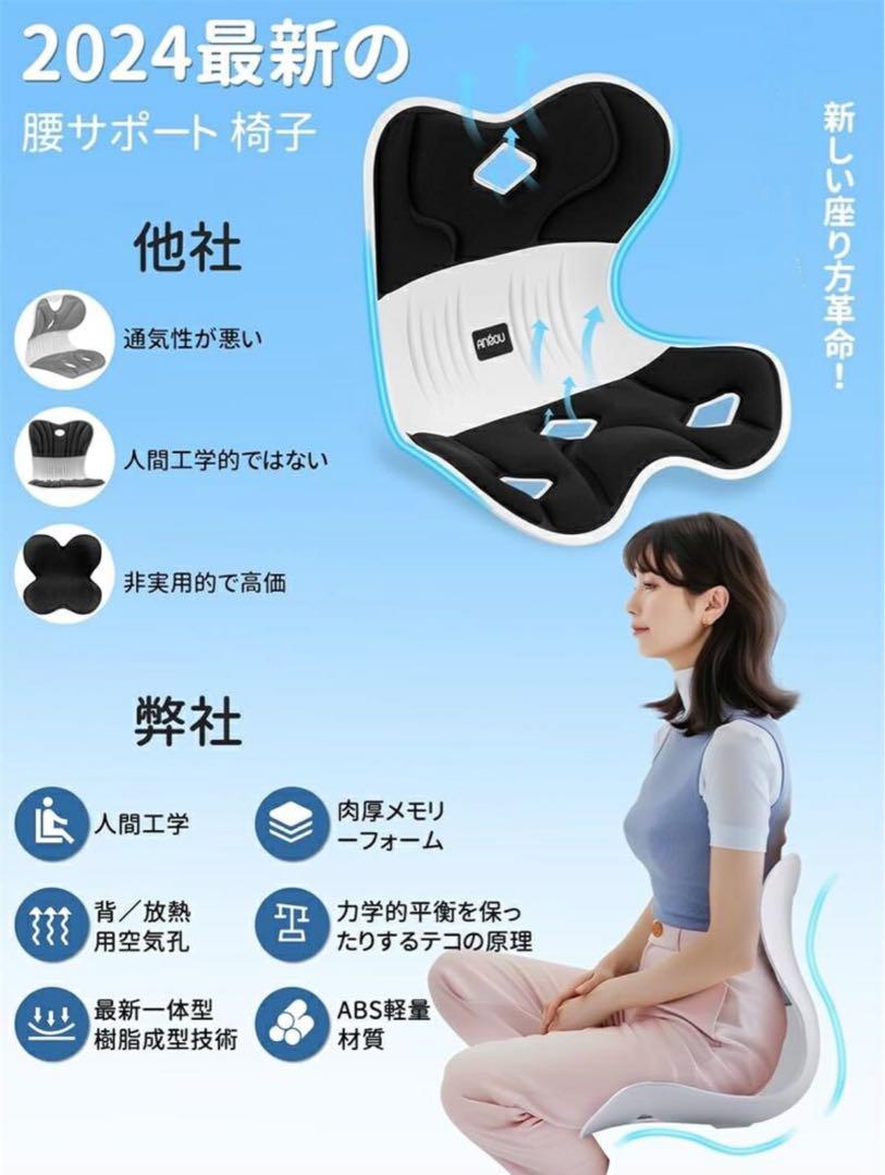 姿勢矯正 椅子人体工学 腰痛 骨盤から腰をサポート軽量 猫背改善 骨盤矯正