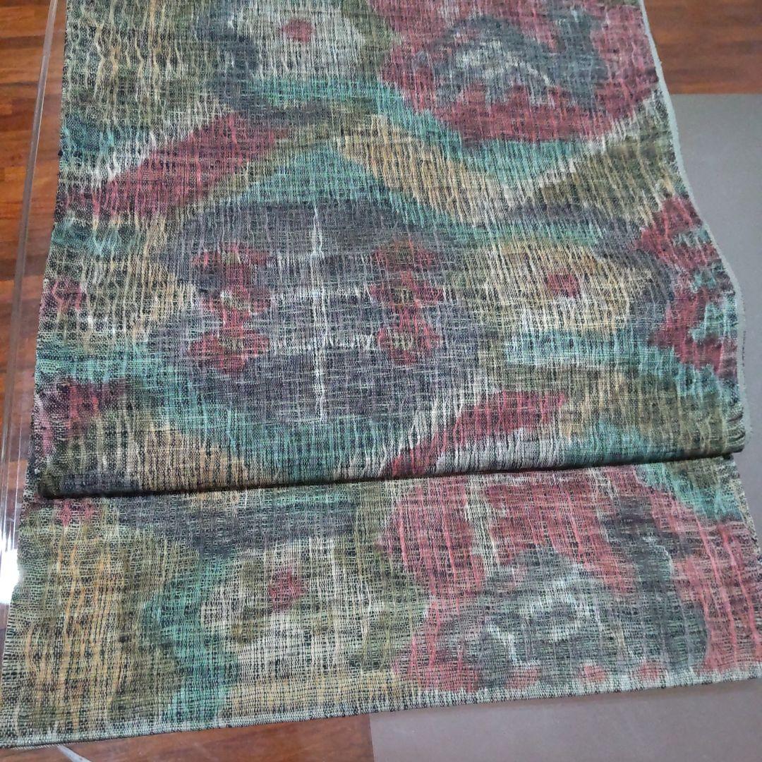 ☘️新品*スリーシーズンOK♡くすみグリーン×花柄*六通袋帯*薄く絞め易い 画像3