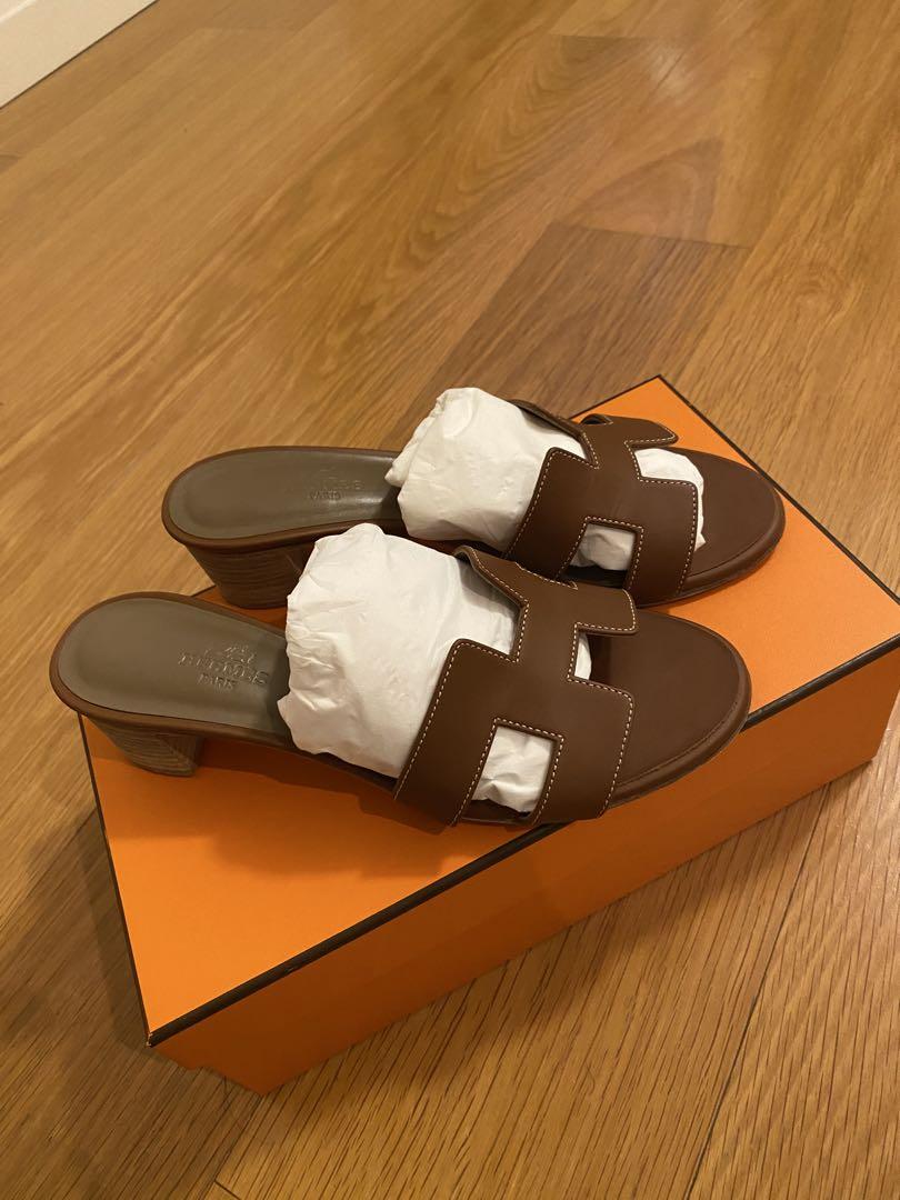 HERMES OASIS オアジス レザーサンダル 36.5 ゴールド