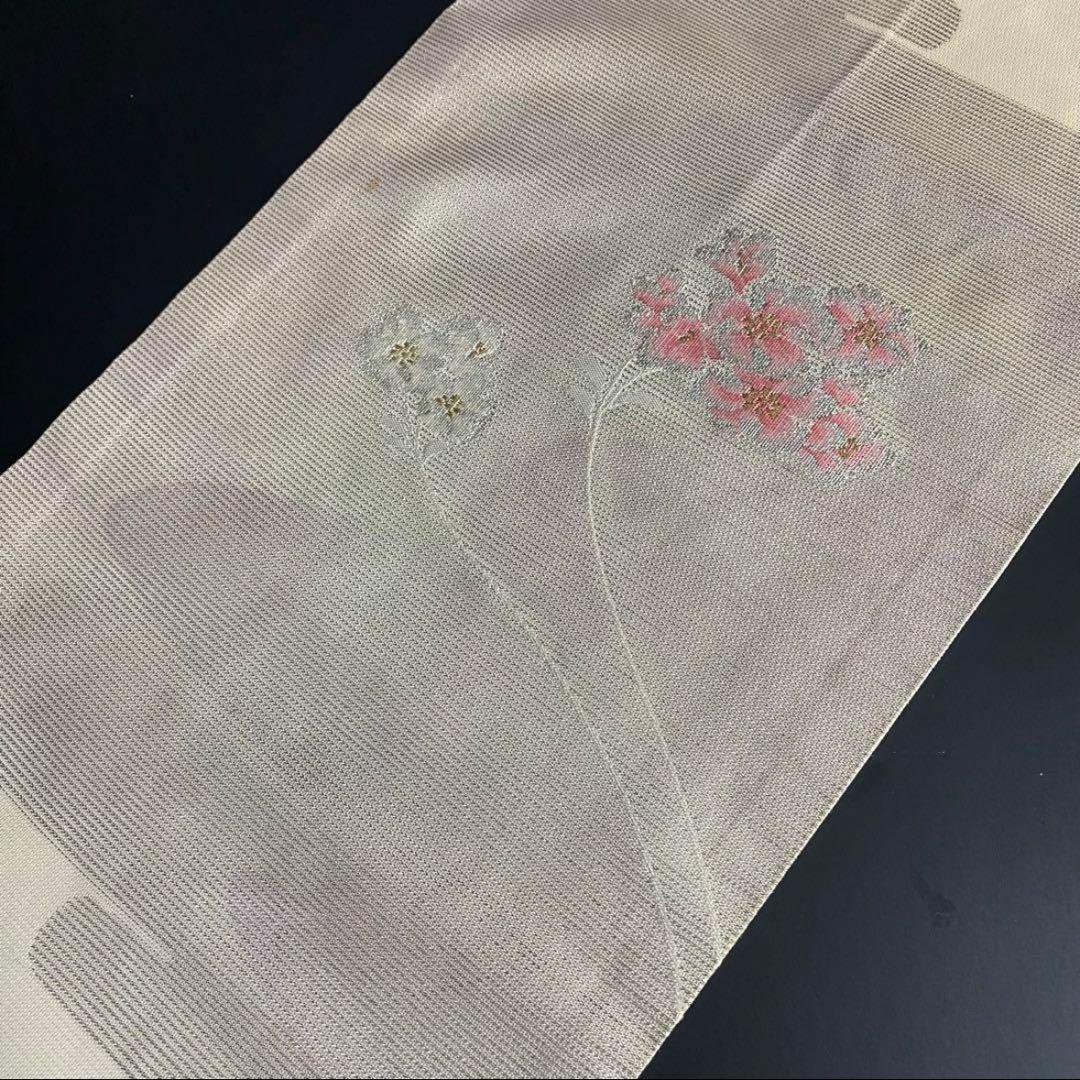 ZY-673 夏帯 名古屋帯 絽 花 金糸 銀糸 名品