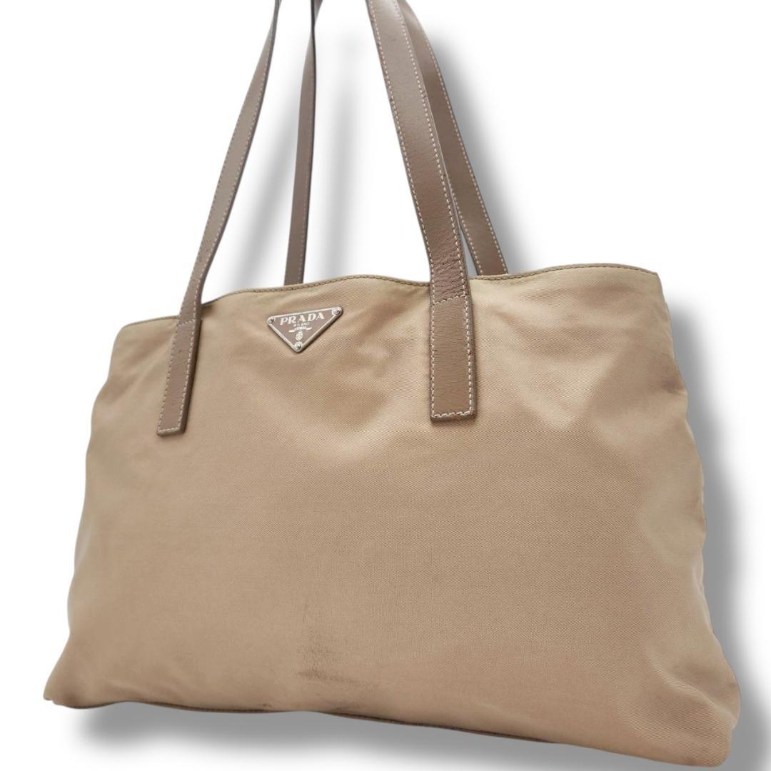 プラダ トートバッグ トライアングルロゴ 三角 ハンド 肩掛け 白タグPRADA