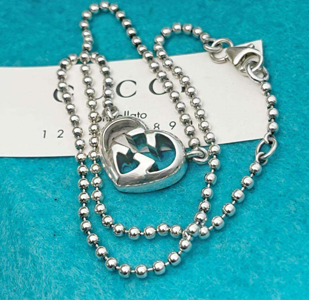 最安 美品 GUCCI ハートインターロッキングネックレス アクセサリー