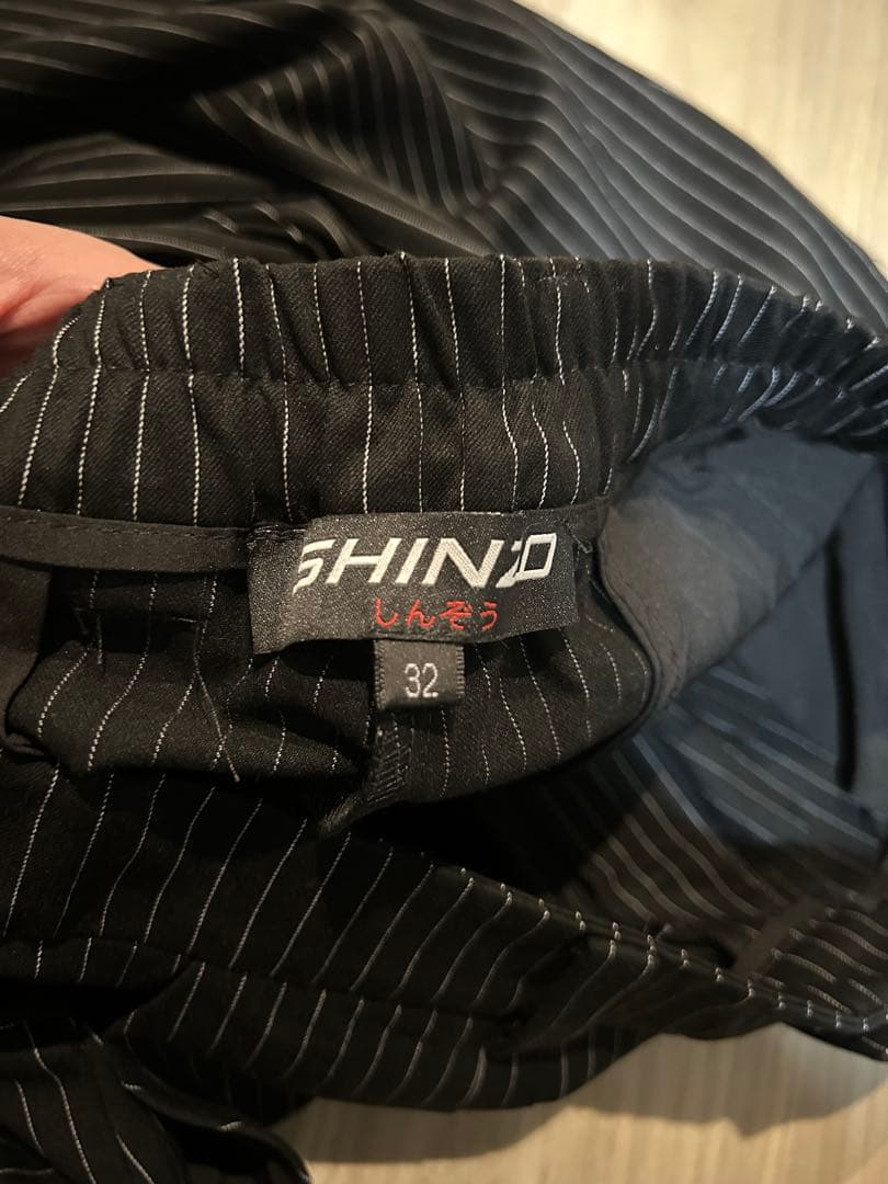 SHINZOU kiyo BlacWide Leg PinstripePants