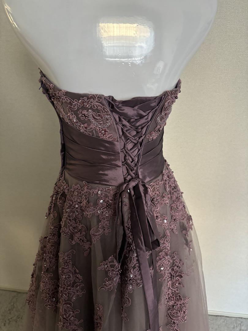 tweed パープル ロングカラードレス