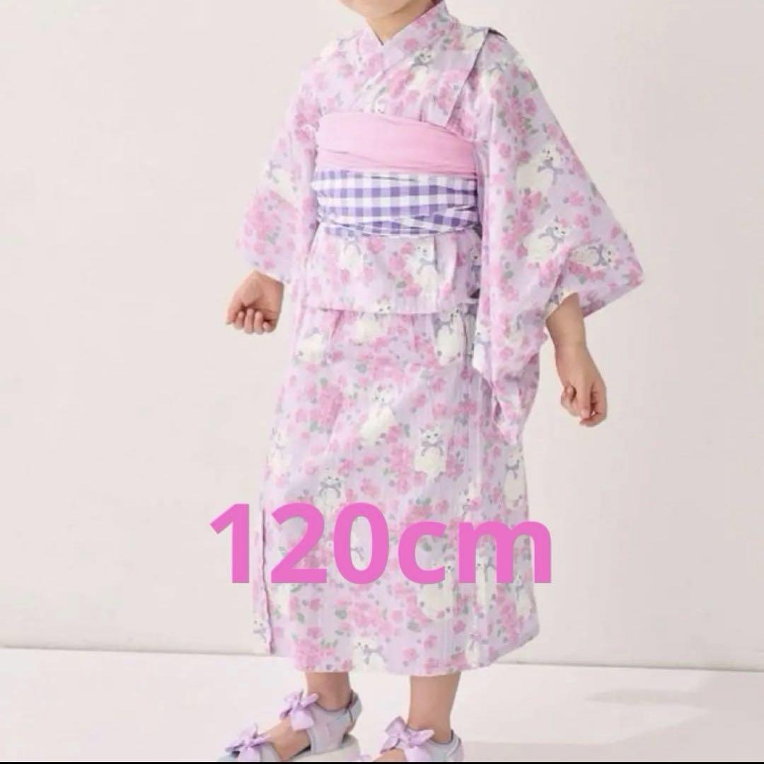 新品　エニィファム　120cm 浴衣　キッズ　女の子　猫　ワンピースタイプ