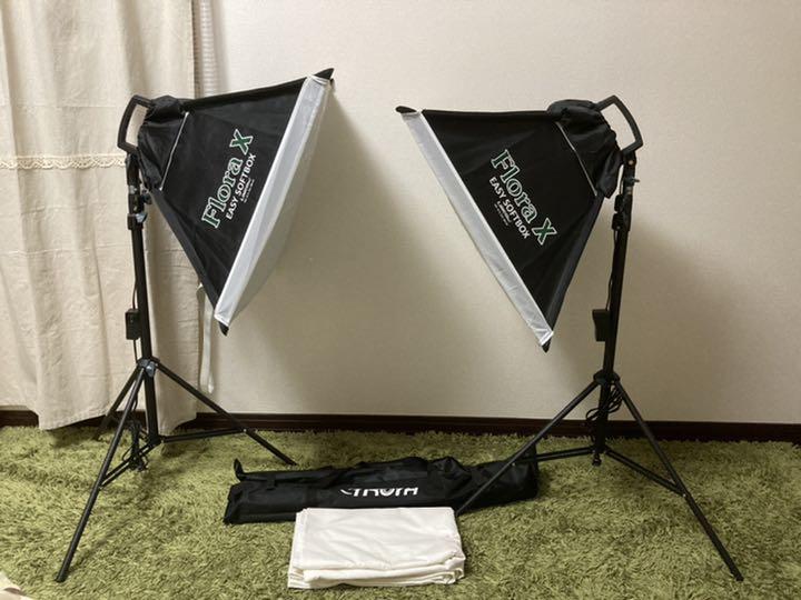 4灯スタジオ撮影ライトセット&大型背景スタンドセット