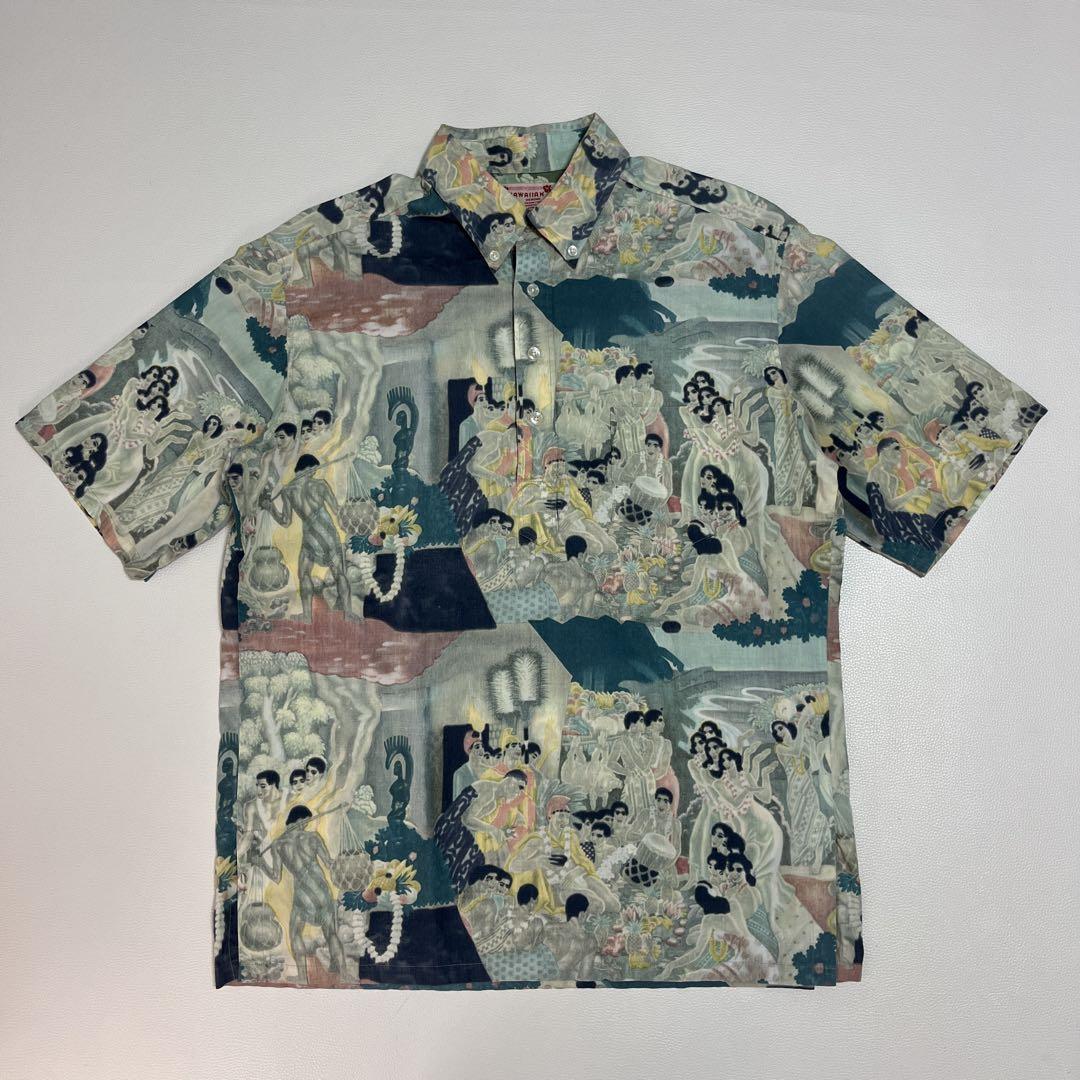 DENIME マトソンメニュー柄 プルオーバー コットン アロハシャツ