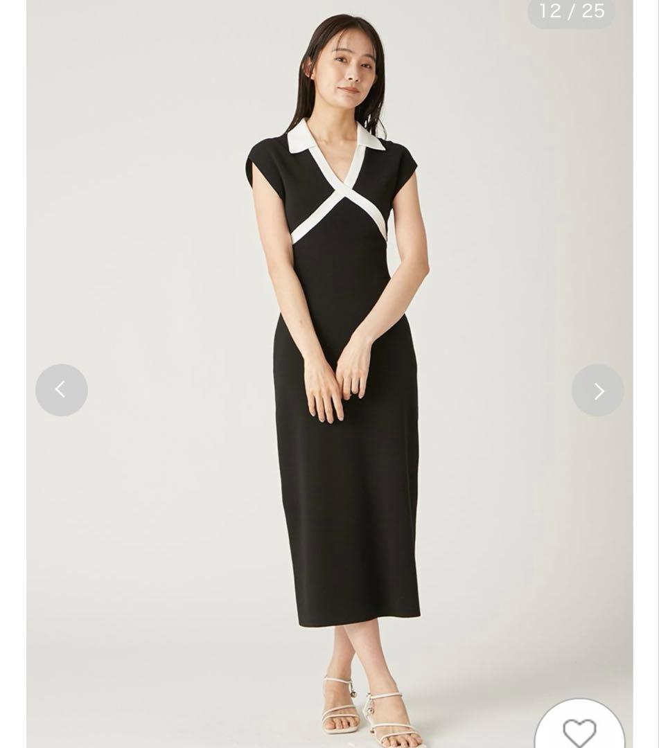 フレイアイディー　バイカラースキッパーポロニットワンピース　2025