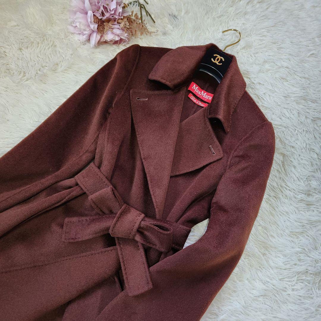 美品✨Max Mara クチートアマーノ カシミヤ混 ロングコート 42 赤 美品✨Max Mara クチートアマーノ カシミヤ混 ロングコート 42 赤