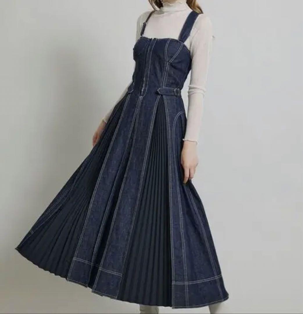 【新品タグ付き】CASA FLINE フロントホックデニムロングワンピース