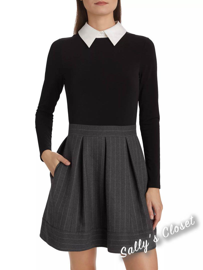 Alice+Olivia 長袖ロングワンピース M 黒 ニット ドレープスカート