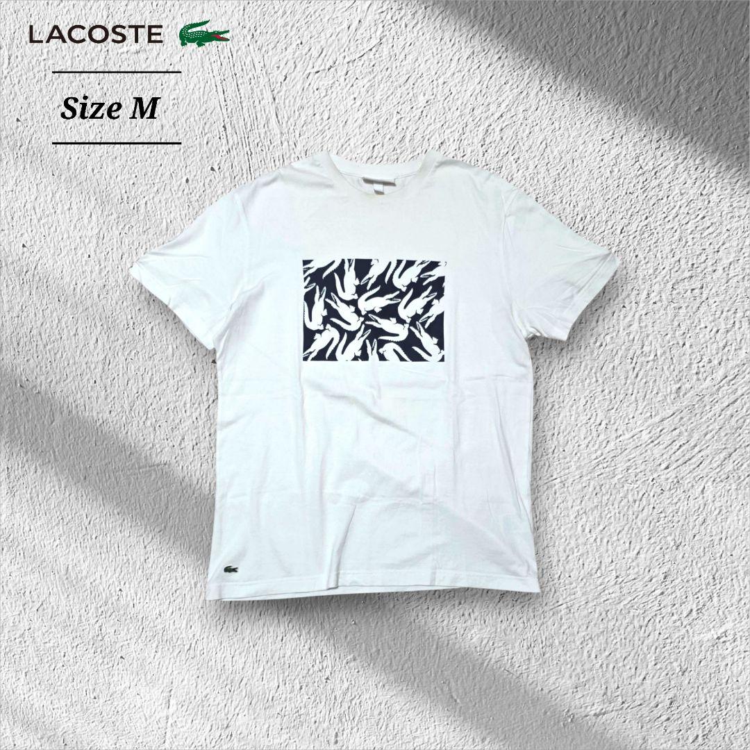 関税/送料込★Lacoste★ユニセックス プリント 半袖 Tシャツ LACOSTE tシャツ ヘビーウェイトブランドネーム ラバープリント