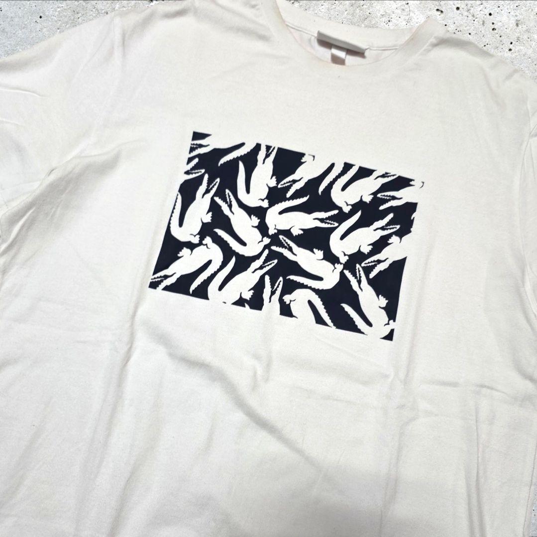 関税/送料込★Lacoste★ユニセックス プリント 半袖 Tシャツ LACOSTEラコステ半袖プリントTシャツ白Tユニセックスワン