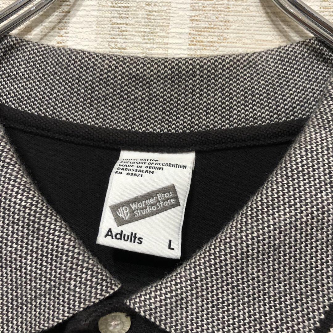 USA古着 ルーニーチューンズ バッグスバニー 切替デザイン ポロシャツ 黒