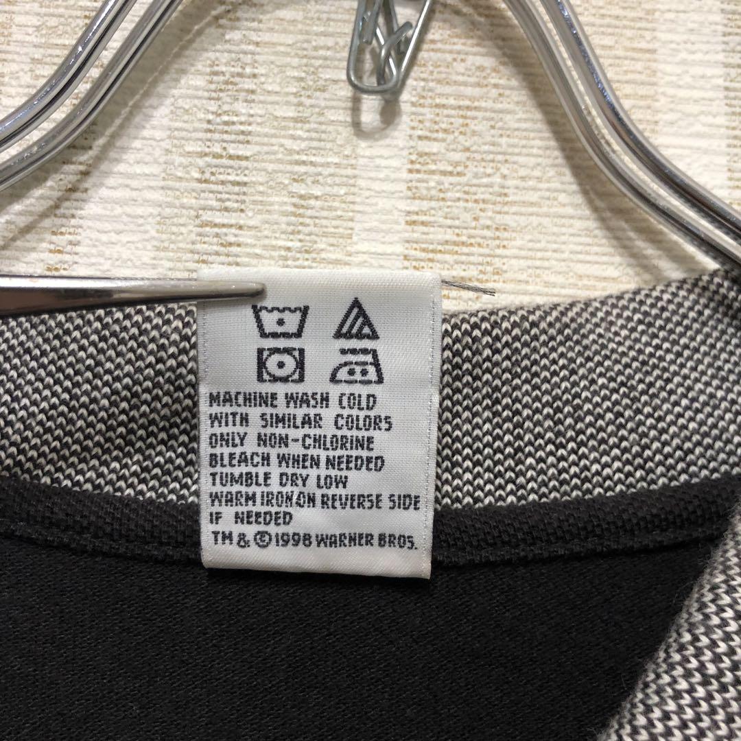 USA古着 ルーニーチューンズ バッグスバニー 切替デザイン ポロシャツ 黒