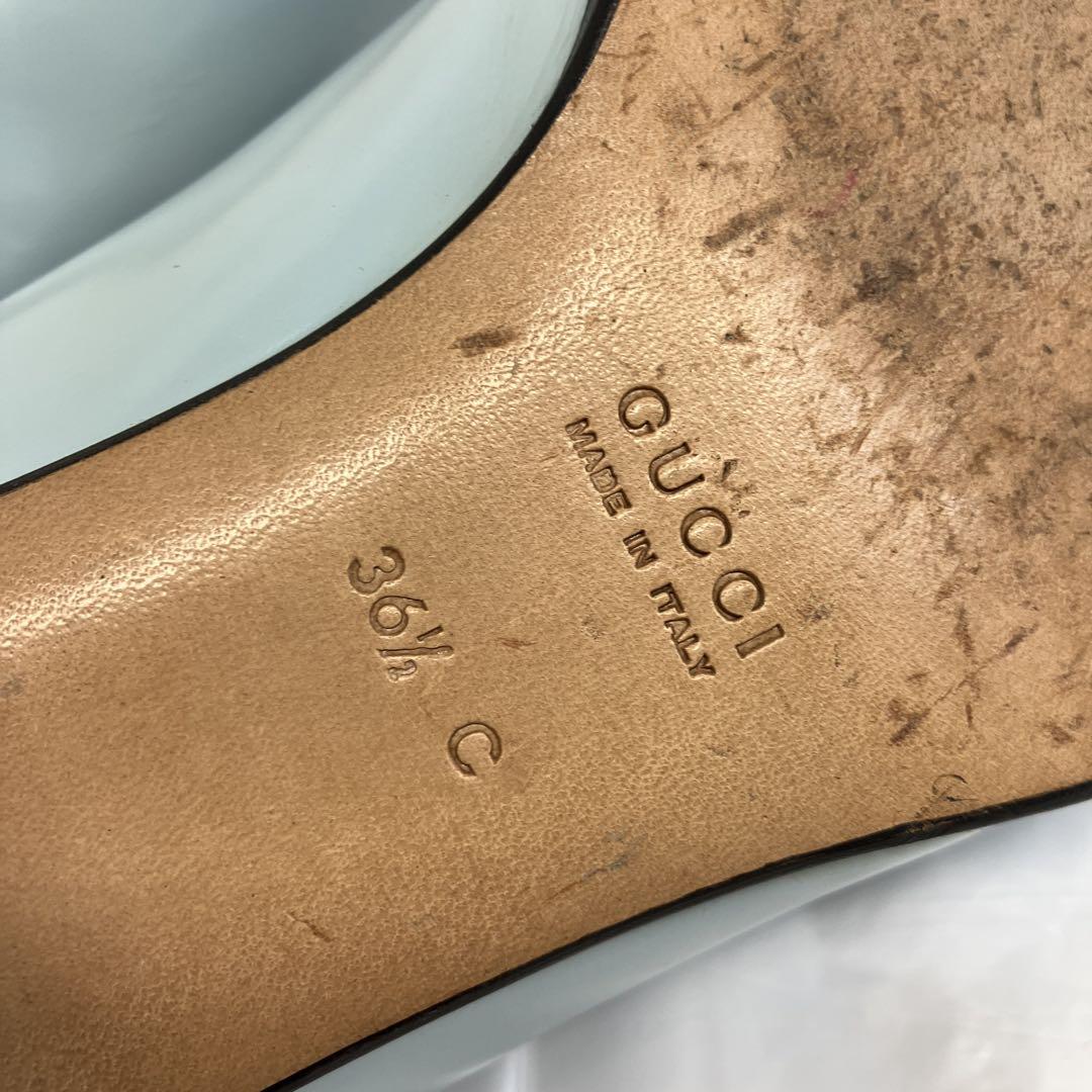 GUCCI グッチ ロゴプレート パンプス ロファー ブルー 36 1/2
