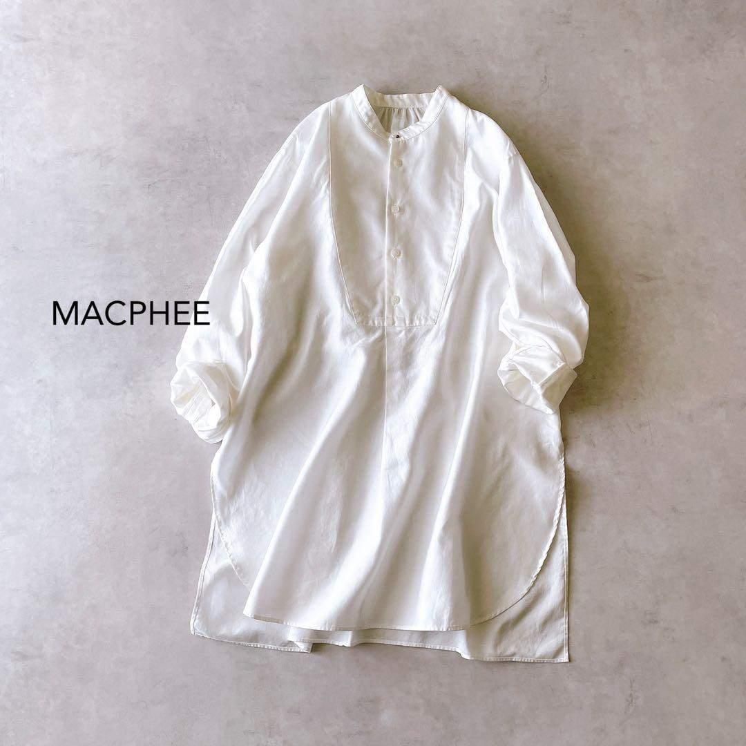 【美品】MACPHEE コットンモールスキン チュニックシャツ バックドロスト