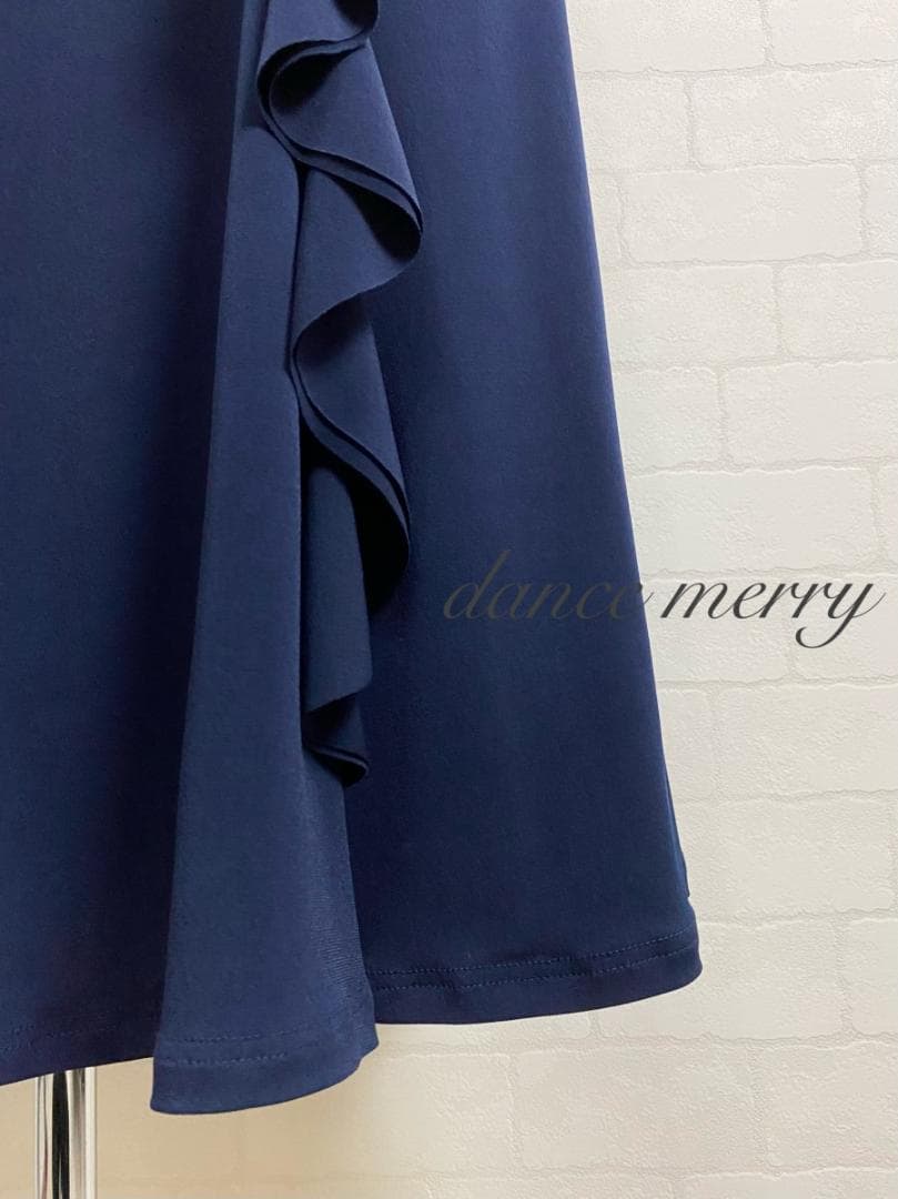 新品　社交ダンス　ツーピース　紺　フリル　マーメイド　セットアップ　1217 新品 社交ダンス ツーピース 紺 フリル マーメイド セットアップ