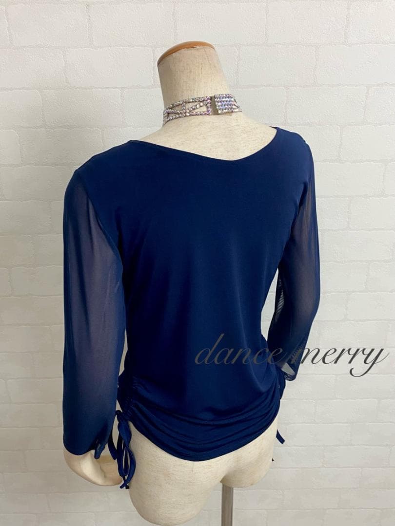 新品 社交ダンス ツーピース 紺 フリル マーメイド セットアップ