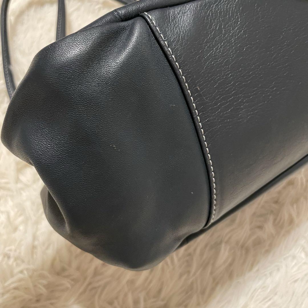 Kitamura キタムラ ロゴ型抜き レザー ステッチ トートバッグ
