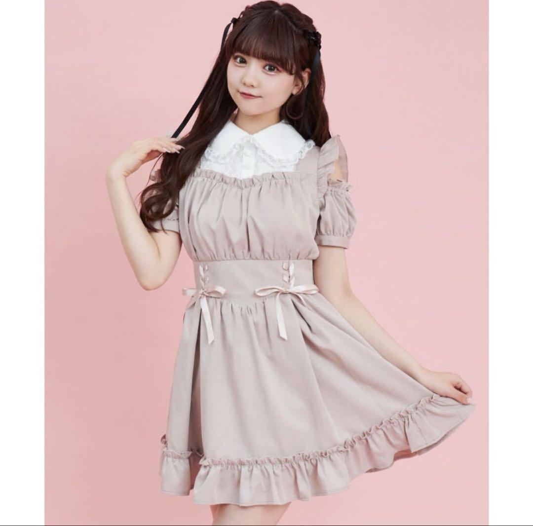 Secret Honey ウエストレースアップ半袖ワンピース