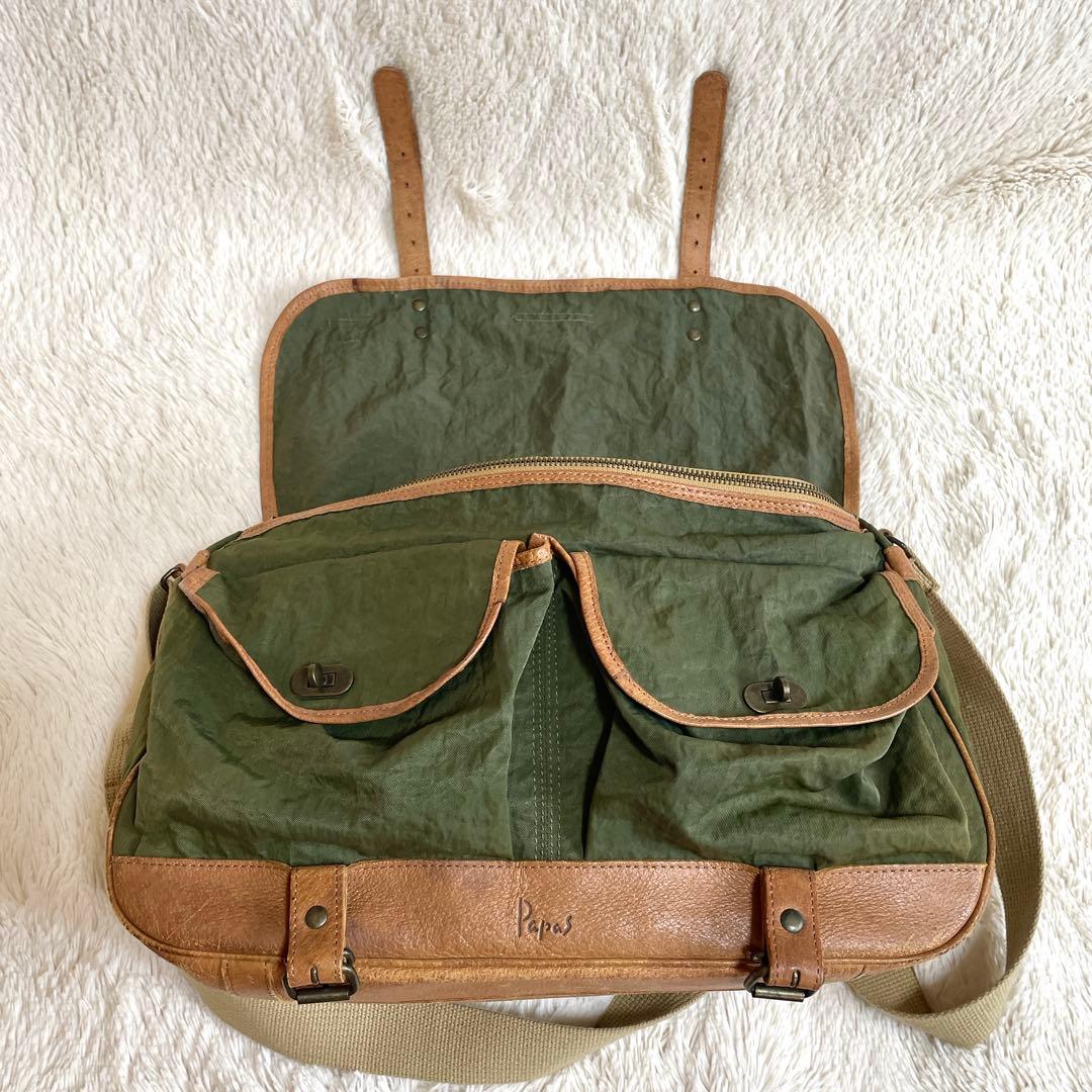 希少 PAPAS パパス サファリ メッセンジャーバッグ ショルダーバッグ