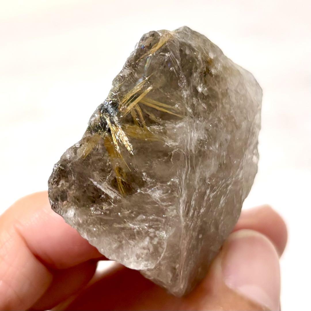 太陽ルチル 原石 ラフストーン 天然石 スモーキークォーツ 煙水晶