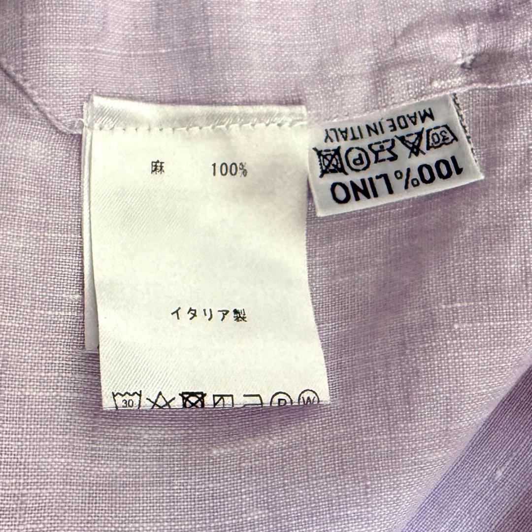 J6461 美品 フィナモレ セルジオバーリリネンシャツ ピンク 14.5/37