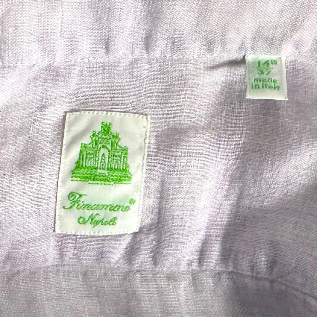 J6461 美品 フィナモレ セルジオバーリリネンシャツ ピンク 14.5/37