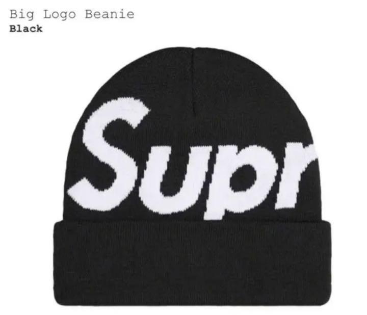 supreme ニット帽 ビーニー　ビックロゴ　ブラック