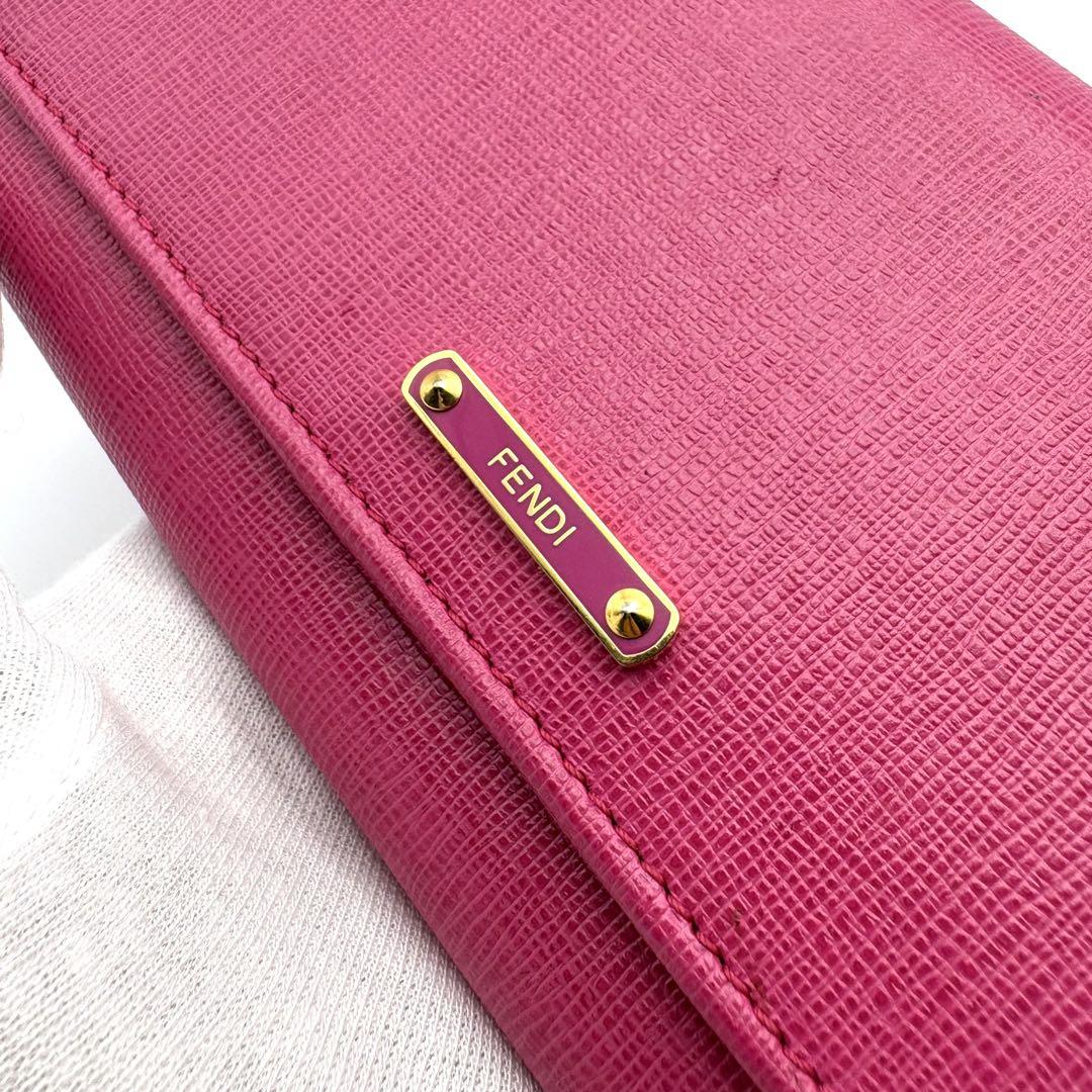 FENDI フェンディ 長財布 美品 二つ折り ロゴプレート 保存箱、ギャラカ付