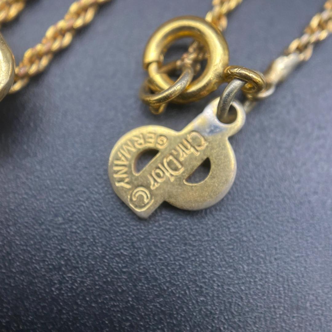 美品】クリスチャンディオール 2カラーストーン ゴールド ネックレス