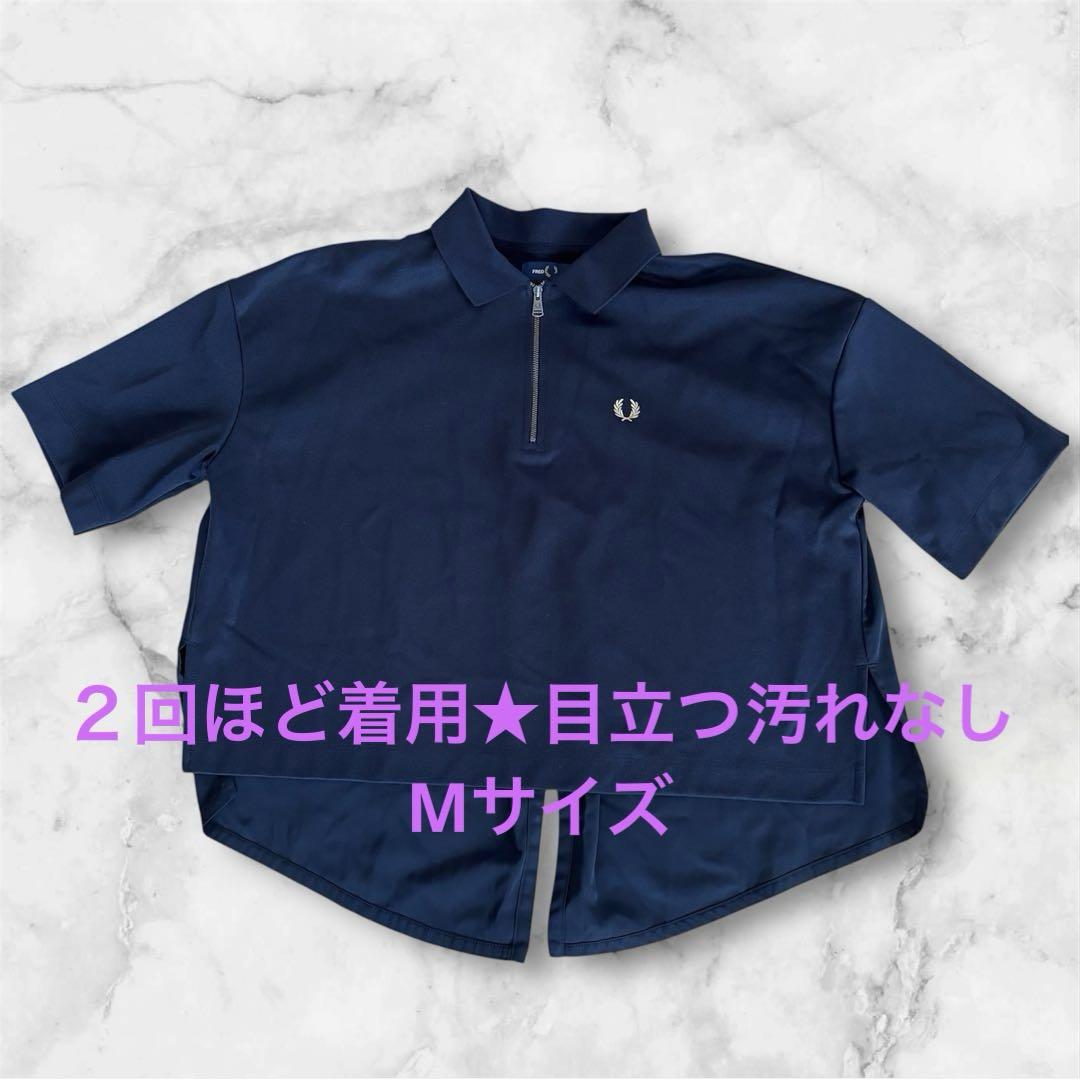 FRED PERRY レディース半袖　ブラック系　ハーフジップ　Mサイズ