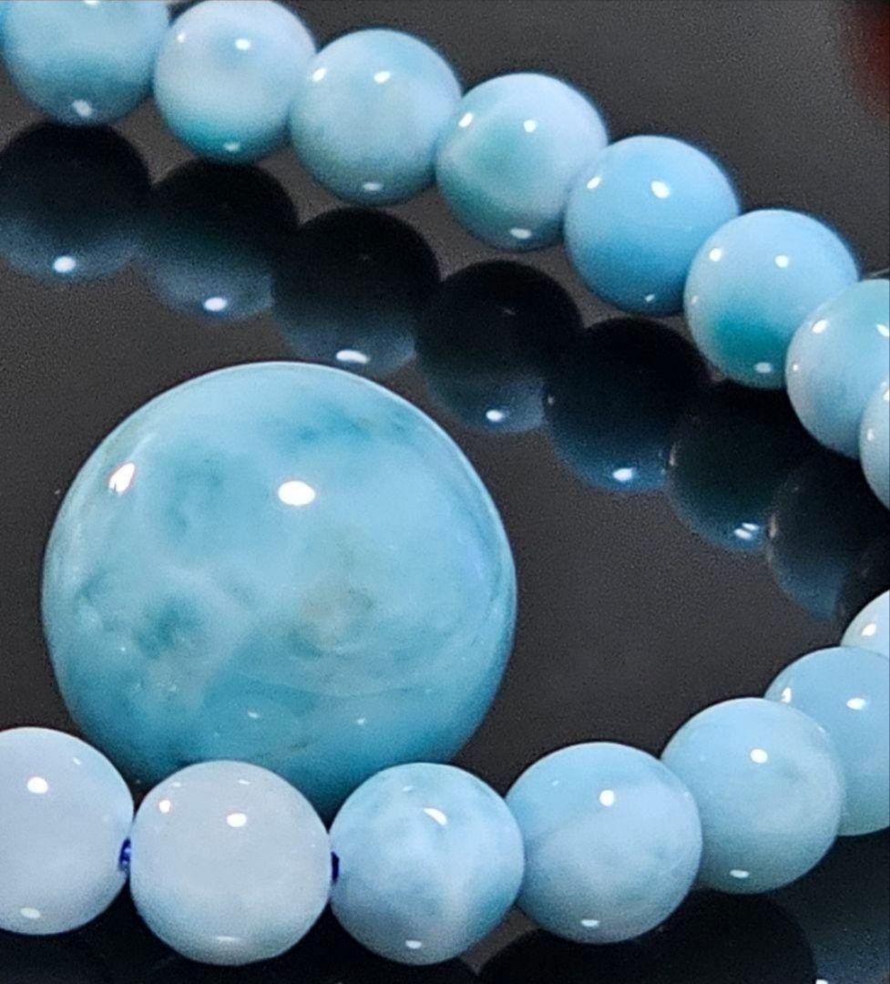 イムハタ様　【希少•大玉•レア・天然無処理】高品質ラリマー 存在感抜群♡大玉ラリマー大人気天然石・13~14㎜・5.5~6㎜内径16cm