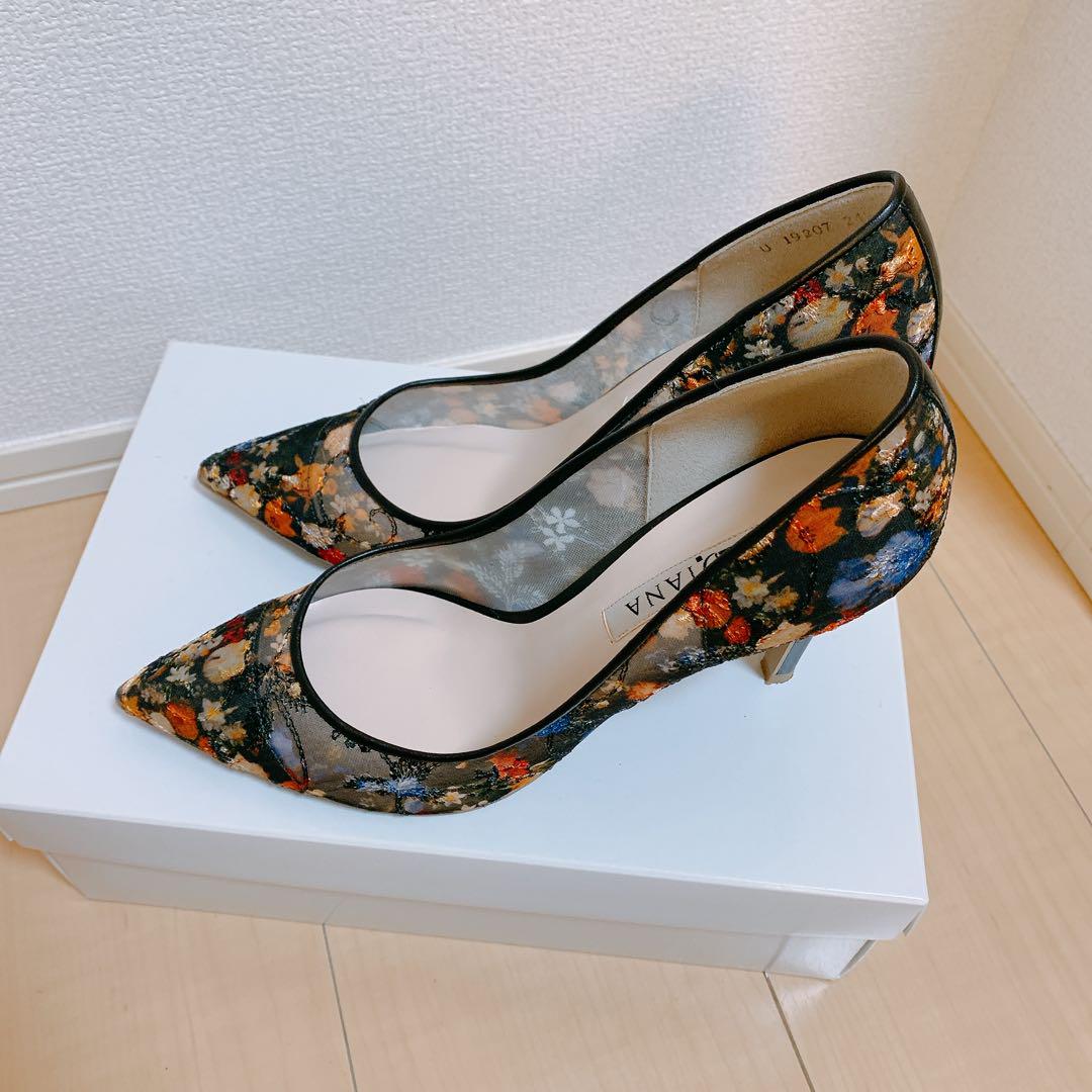 DIANA フラワープリント ハイヒールパンプス 名画 ブリューゲル24.5cm