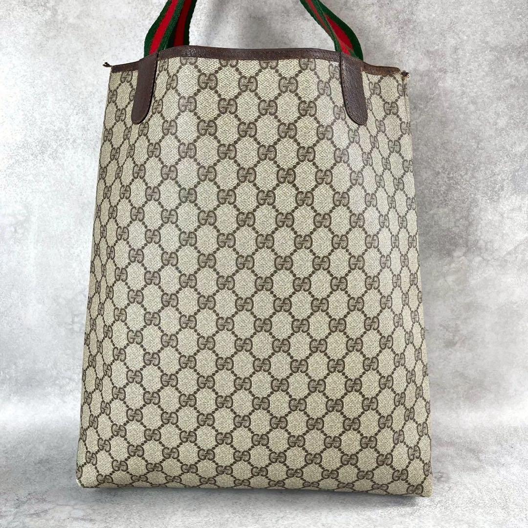 美品 グッチ オールドグッチ ヴィンテージ シェリーライン GG柄 トートバッグ